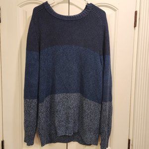 LANDS' END Nautica Preppy Sweater Men L Ribbed Pullover Crewneck Long Sleeve EUC